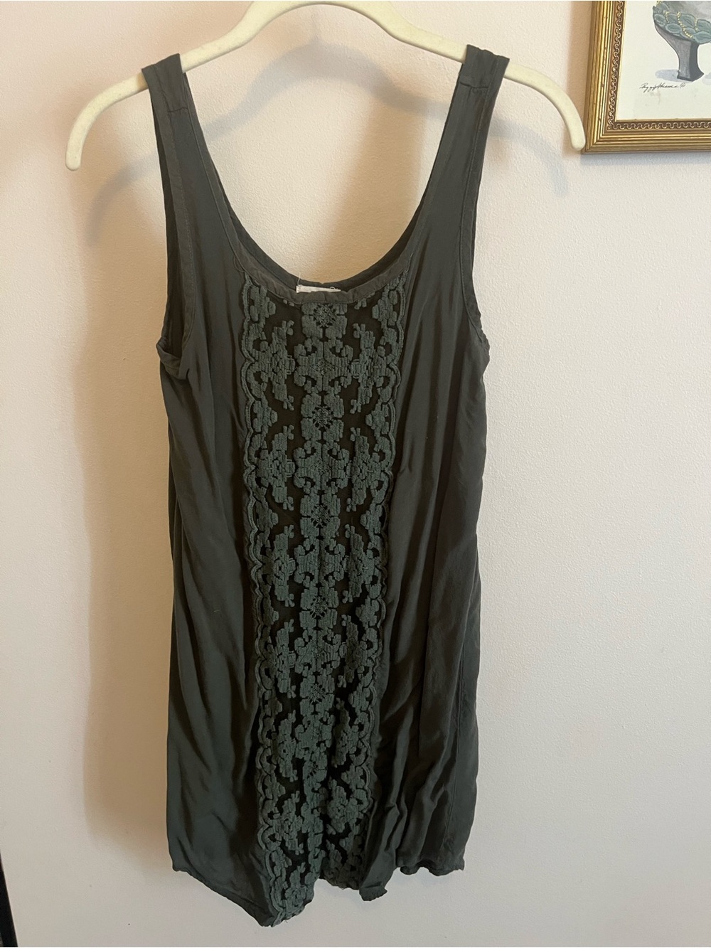 Pins & Needles Olive Green Lace-Front Tank